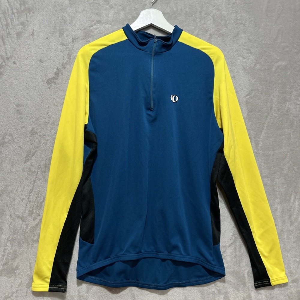 VTG Pearl Izumi Bike Jersey XL Blue Yellow Cycling Long Sleeve Zip Technical
